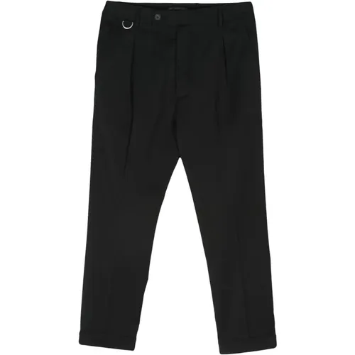 Schwarze Riviera Wollhose Slim-Fit , Herren, Größe: W31 - Low Brand - Modalova