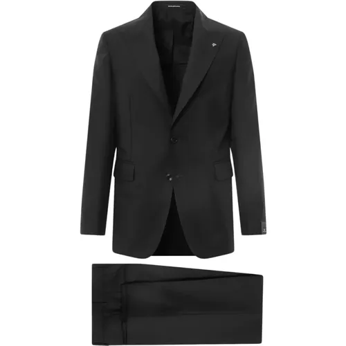 Schwarzer Doppelreiher-Anzug mit Spitzrevers - Tagliatore - Modalova