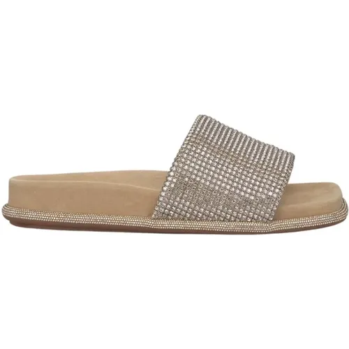 Strass Strap Flache Sandale , Damen, Größe: 42 EU - Alma en Pena - Modalova