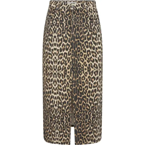 Leopard Print Denim Slit Skirt - Co'Couture - Modalova