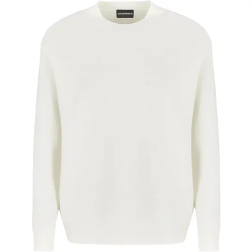 Round-neck Knitwear, male, , Size: S Crew Neck Wool Sweater - Emporio Armani - Modalova