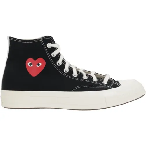 Schwarze High-Top Sneakers mit Herzdruck , Herren, Größe: 41 EU - Comme des Garçons Play - Modalova