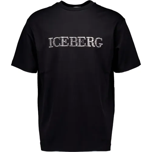 Schwarze T-Shirts,Schwarzes T-Shirt mit Logo,Hellgraue T-Shirts,Weißes T-Shirt mit Logo - Iceberg - Modalova