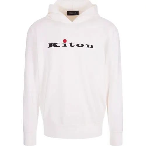 Hoodies, male, , Size: L Cotton Hoodie with Printed Logo - Kiton - Modalova