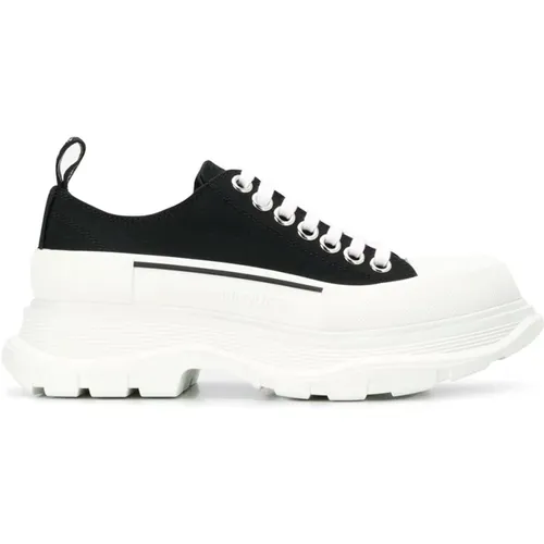 Black Canvas Chunky Sole Sneakers , female, Sizes: 3 UK, 6 UK, 5 UK, 2 UK - alexander mcqueen - Modalova