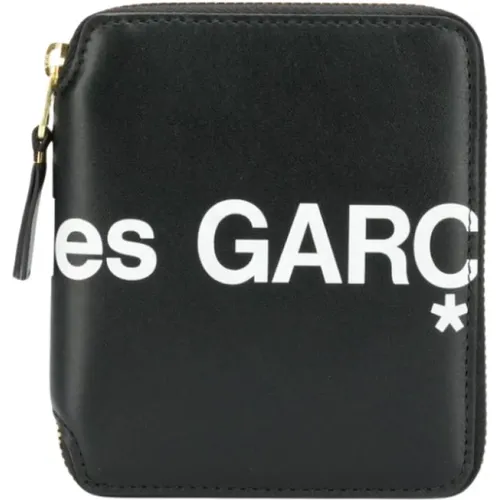 Schwarze Lederbrieftasche mit Reißverschluss - Comme des Garçons - Modalova