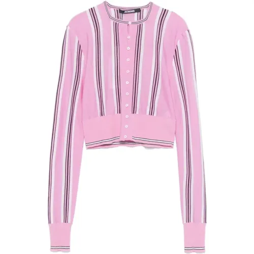 Cardigans, female, , Size: M Rosa Stripe Crop Cardigan Sweater - Jacquemus - Modalova