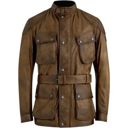 Hand-Waxed Leather Jacket with Unique Patina , male, Sizes: 2XL - Belstaff - Modalova