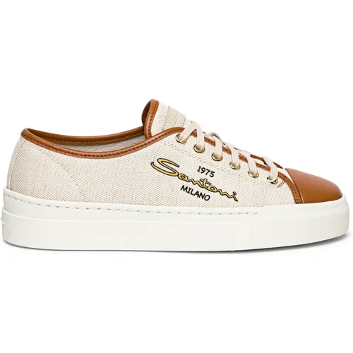 Canvas-Ledersneaker , Damen, Größe: 39 EU - Santoni - Modalova