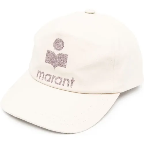 Caps, female, , Size: 59 CM Ecru Logo Baseball Cap 100% Cotton - Isabel marant - Modalova