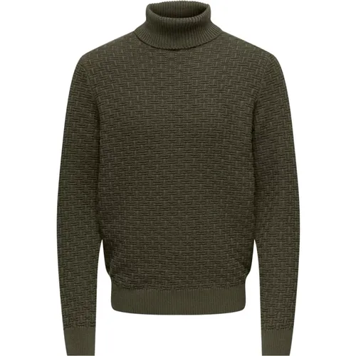 Turtlenecks, male, , Size: S Mens Turtleneck Knit - Only & Sons - Modalova