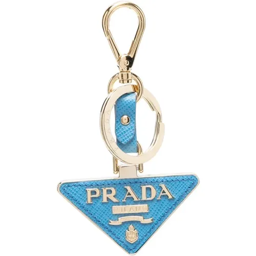 Saffiano Leather Keychain with Triangle Logo , female, Sizes: ONE SIZE - Prada - Modalova