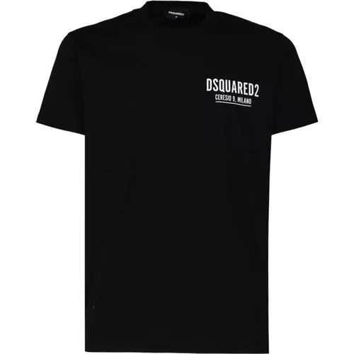 Schwarzes Baumwoll-T-Shirt mit Logo-Print , Herren, Größe: 3XL - Dsquared2 - Modalova
