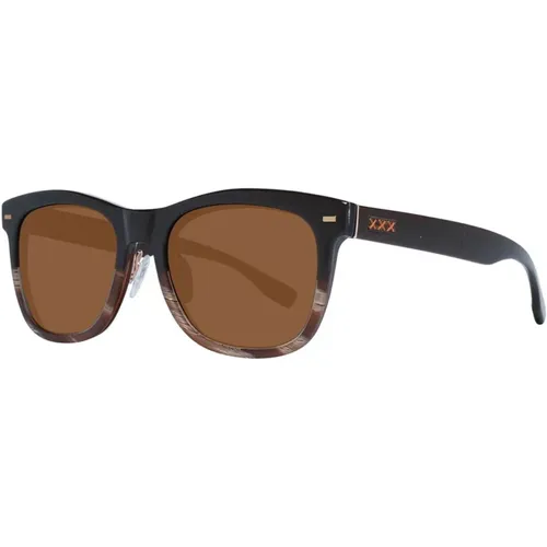 Braune Polarisierte Trapez Sonnenbrille mit Austauschbaren Gläsern - Ermenegildo Zegna - Modalova