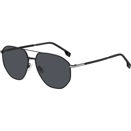 Sunglasses, male, , Size: 61 MM Matte Silver/Grey Sunglasses - Hugo Boss - Modalova