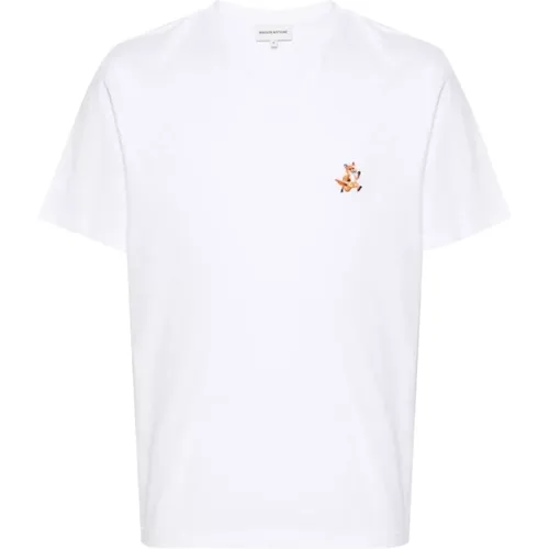 Weiße Speedy Fox T-Shirt , Herren, Größe: S - Maison Kitsuné - Modalova
