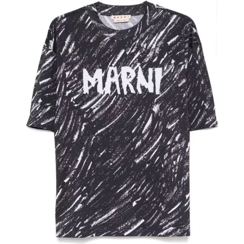 Abstraktes Muster Print Crew Neck T-shirt , Damen, Größe: S - Marni - Modalova