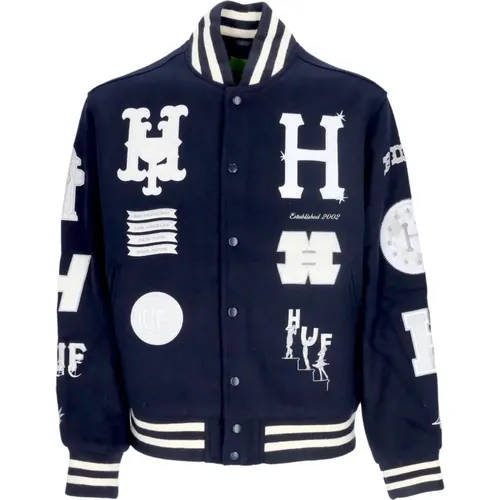 Bomber Jackets, male, , Size: M Classic Varsity Jacket Navy - HUF - Modalova