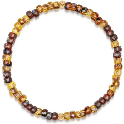 Wristband with Amber Japanese Miyuki Beads , male, Sizes: M, XL, L - Nialaya - Modalova