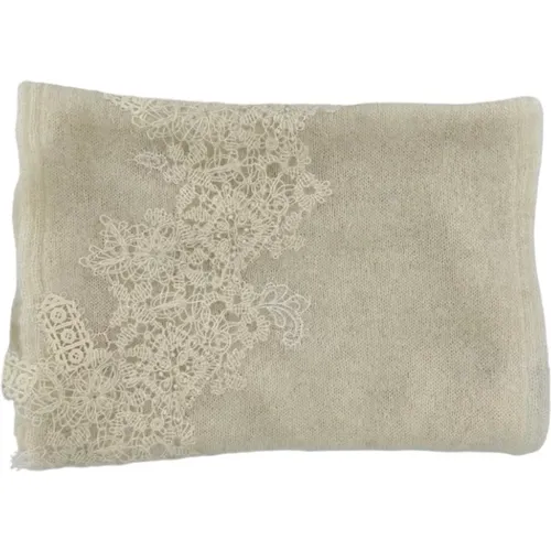 Ivory Mohair and Lace Women Scarf , female, Sizes: ONE SIZE - D.Exterior - Modalova