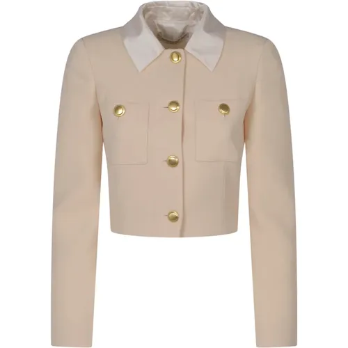 Weiße Tweed Boucle Kurze Jacke mit Kragen - Alessandra Rich - Modalova