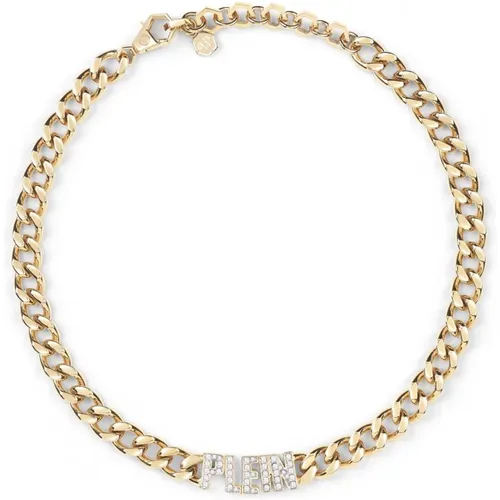 Gold Lettering Stainless Steel Necklace , female, Sizes: ONE SIZE - Philipp Plein - Modalova