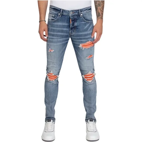 Orange Ripped Biker Jeans , male, Sizes: W29, W32, W28 - My Brand - Modalova