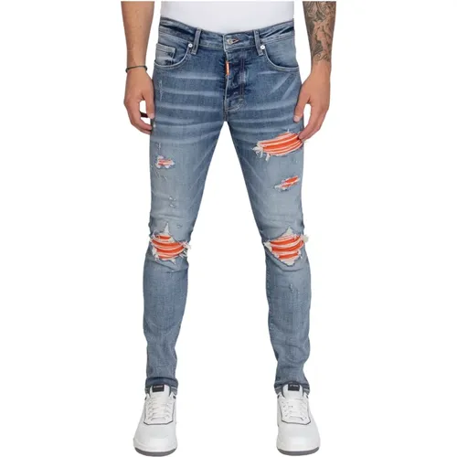 Orange Ripped Biker Jeans , male, Sizes: W29, W32, W33, W30, W36, W28 - My Brand - Modalova