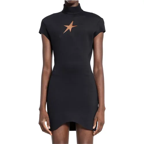 Jersey Turtleneck Dress with Cut-Out , female, Sizes: XS - Mugler - Modalova