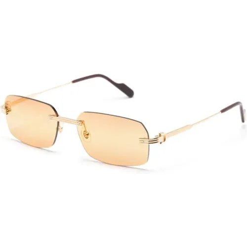 Sunglasses, male, , Size: 58 MM Gold Sunglasses for Everyday Use - Cartier - Modalova