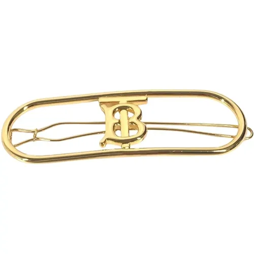 Hair Accessories, female, , Size: ONE SIZE Gold Monogram Hair Clip - Burberry - Modalova