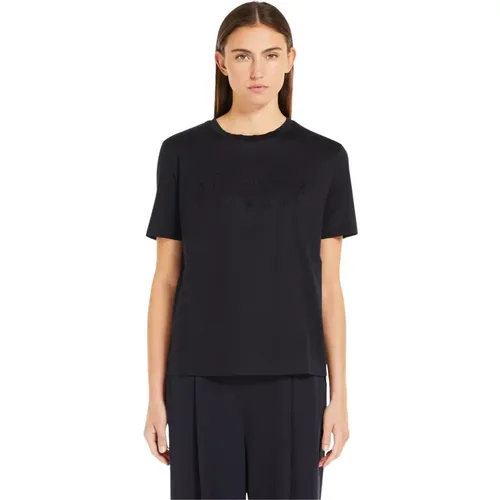 Kurzarm Baumwoll-Jersey T-Shirt mit geprägtem Logo , Damen, Größe: XS - Max Mara - Modalova