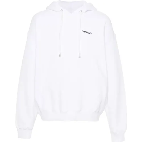 Off , Hoodies, male, , Size: XL Embroidered Logo Sweatshirt - Off White - Modalova