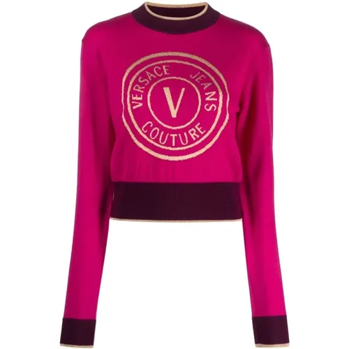 Logo Strickpullover , Damen, Größe: S - Versace Jeans Couture - Modalova