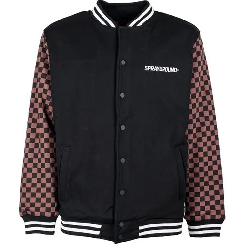 Bomber Jackets, male, , Size: XL Checkered Varsity Grey in Bomber Jacket - Sprayground - Modalova