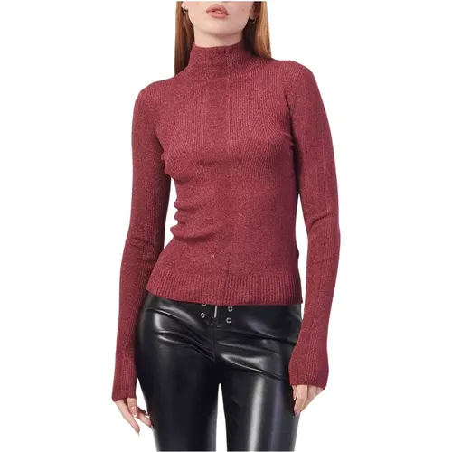 Bordeaux Wollpullover mit Metall-Details , Damen, Größe: L - PATRIZIA PEPE - Modalova