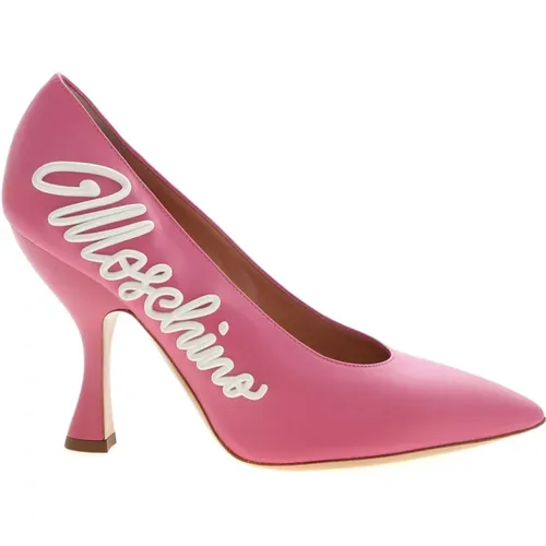 Leather Logo Pointed Pumps , female, Sizes: 3 UK - Moschino - Modalova