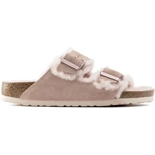 Shearling Arizona Sandalen Hellrosa , Damen, Größe: 36 EU - Birkenstock - Modalova