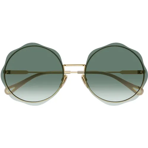 Runde Metallsonnenbrille mit dicken Gläsern - Chloé - Modalova
