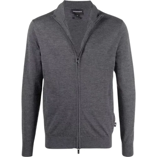 Wool Cardigan, Full Zip Fastening , male, Sizes: 3XL - Emporio Armani - Modalova
