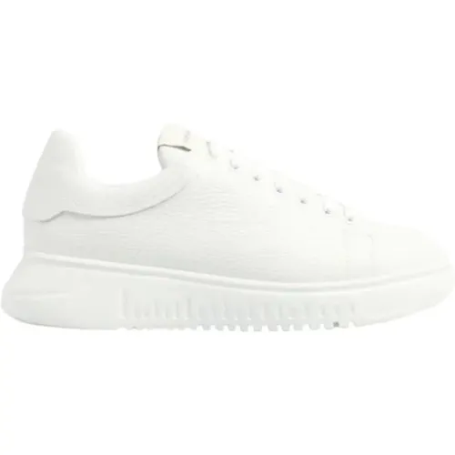 Weiße Sneakers mit Logo-Gummisohle , Herren, Größe: 41 EU - Emporio Armani - Modalova
