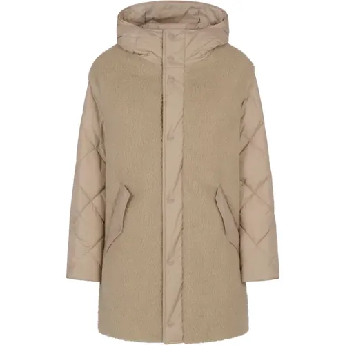 Winter Jackets, female, , Size: XL Mixed Fabric Parka Jacket - Herno - Modalova