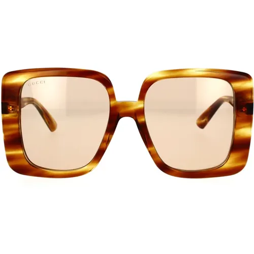 Oversized Square Havana Sunglasses with Lenses , female, Sizes: 55 MM - Gucci - Modalova