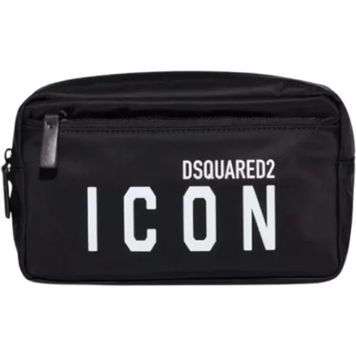 Toilet Bags, male, , Size: ONE SIZE Icon Nylon Toiletry Bag with Zipper - Dsquared2 - Modalova