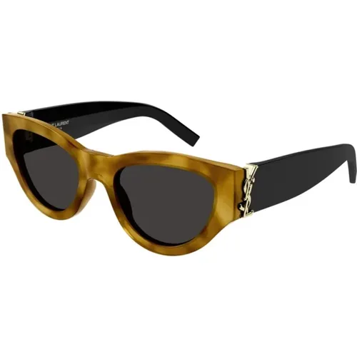 Classic Havana Black Sunglasses , female, Sizes: 53 MM - Saint Laurent - Modalova