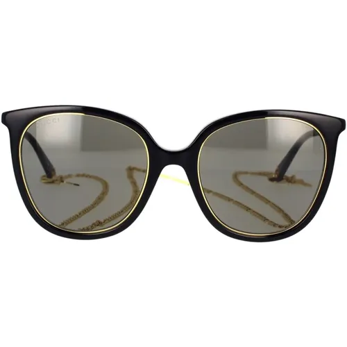 Stilvolle Sonnenbrille mit Gg1076S 001 Kette , Damen, Größe: 56 MM - Gucci - Modalova