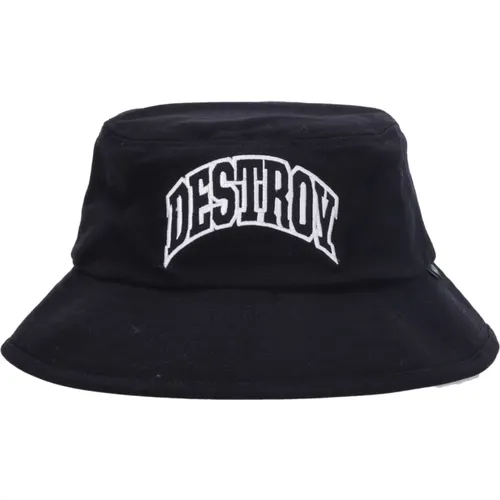 Schwarzer Bestickter Bucket Hat Destroy Rebuild , Herren, Größe: S/M - HUF - Modalova