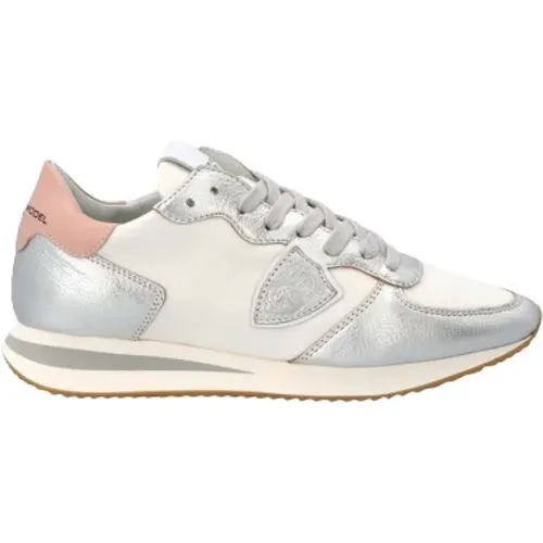 Sneakers, male, , Size: 3 US Metallic White Tropez Women`s Sneakers - Size 38 - Philippe Model - Modalova