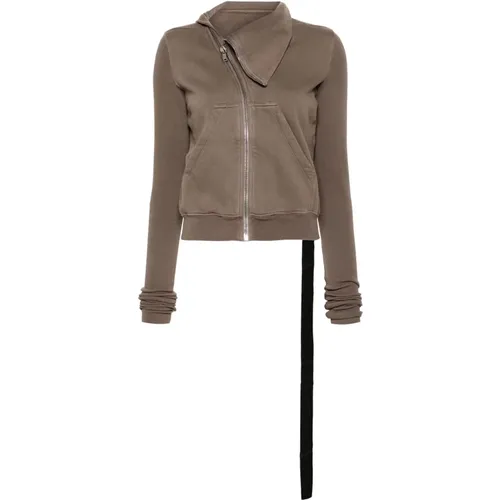 Grey Funnel Neck Sweatshirt with Zip , female, Sizes: M, L - Rick Owens - Modalova