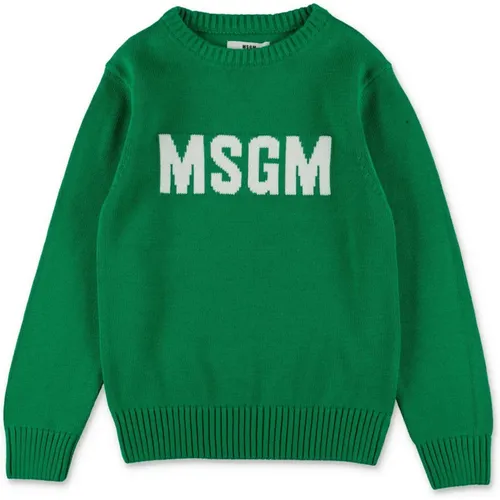 Grüner Baumwollstrick Junge Pullover - Msgm - Modalova